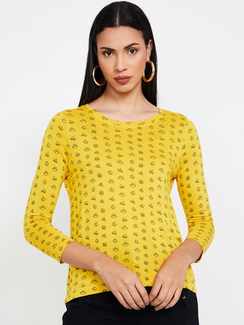 

Fame Forever by Lifestyle Women Mustard Yellow Printed Top