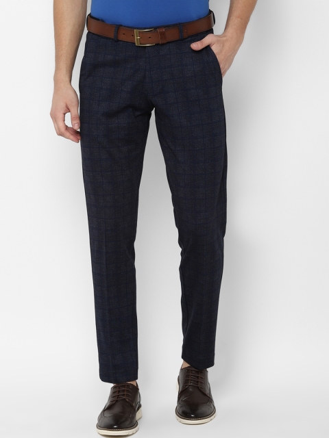 

Allen Solly Men Navy Blue Slim Fit Checked Regular Trousers