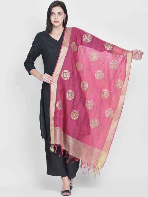 

Dupatta Bazaar Women Pink & Gold-Toned Embroidered Dupatta