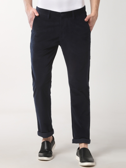 

Peter England Casuals Men Navy Blue Slim Fit Solid Regular Trousers