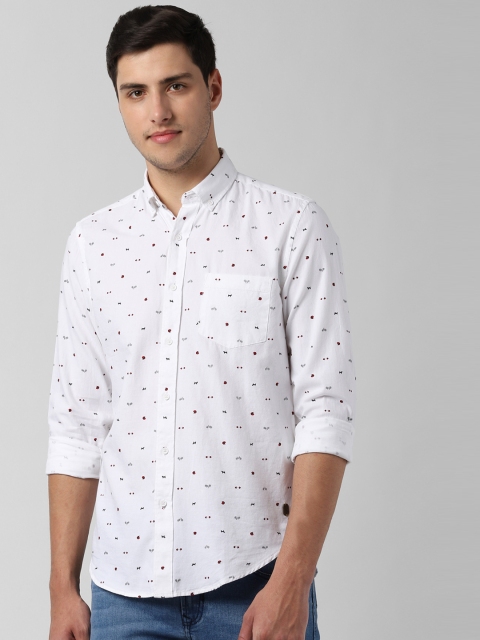 

Peter England Casuals Men White Slim Fit Printed Casual Shirt