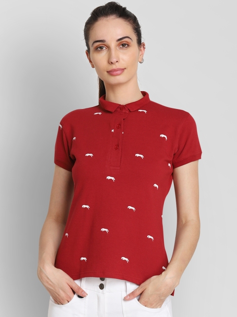 

JUMP USA Women Red & White Printed Polo Collar T-shirt