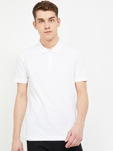 

CODE by Lifestyle Men White Solid Polo Collar T-shirt