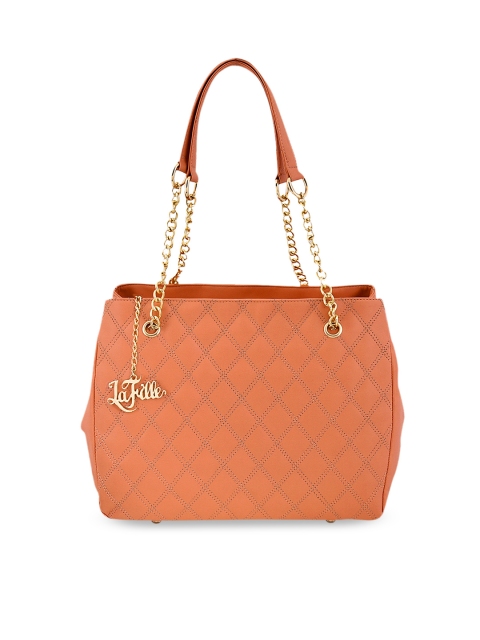 

LaFille Peach-Coloured Solid Shoulder Bag