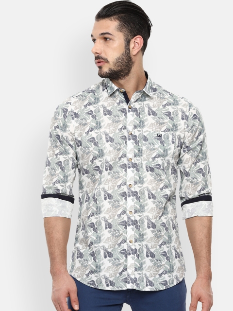 

Van Heusen Sport Men White & Grey Slim Fit Printed Casual Shirt