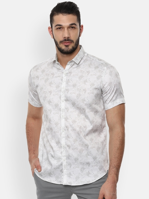 

V Dot Men Grey Slim Fit Printed Casual Shirt