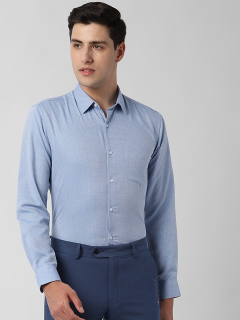 

Peter England Men Blue Regular Fit Self Design Formal Shirt
