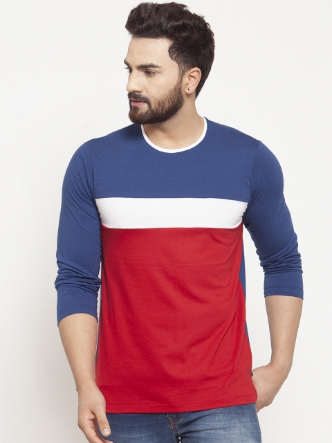 

Kalt Men Red & Blue Colourblocked Round Neck T-shirt