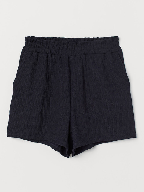 

H&M Women Blue Crinkled Paper Bag Shorts