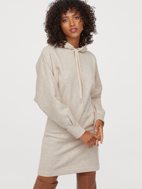 

H&M White Solid Long Dolman-Sleeve Hooded Top