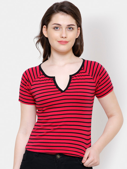 

Yaadleen Women Red Striped Top