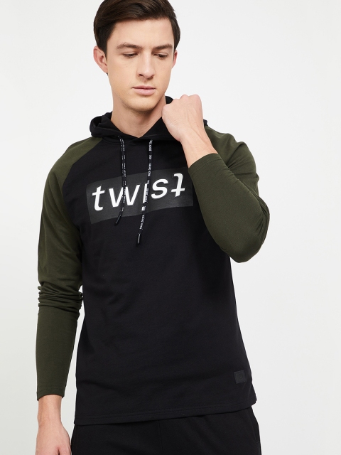 

Bossini Men Black Printed Hood T-shirt