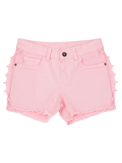 

Pantaloons Junior Girls Pink Solid Regular Fit Denim Shorts