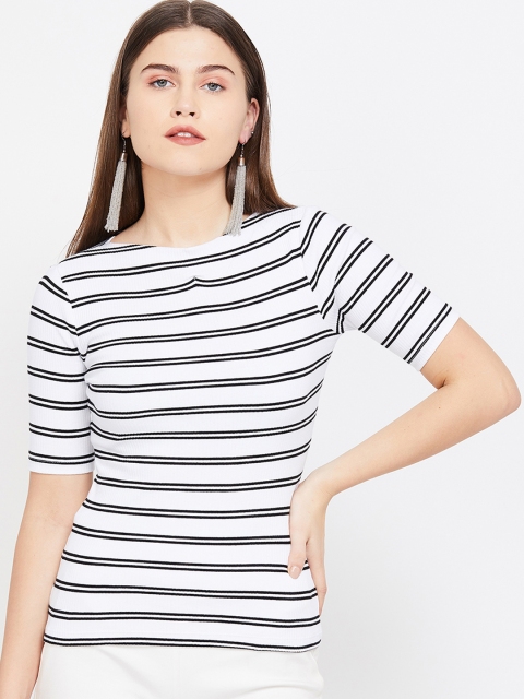 

Ginger by Lifestyle Women White Striped Top