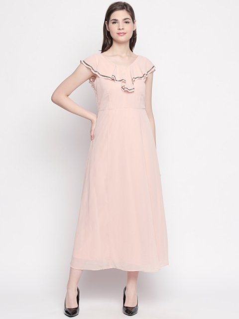 

Forever Glam by Pantaloons Women Peach-Coloured Solid Fit and Flare Dress