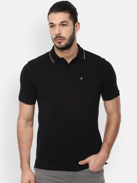 

Van Heusen Sport Men Black Solid Polo Collar T-shirt