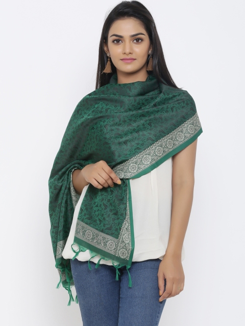 

SOUNDARYA Women Green Woven Design Stole