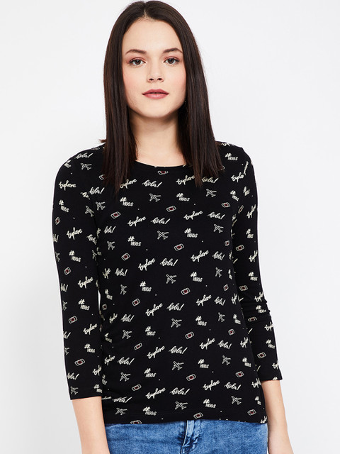 

Fame Forever by Lifestyle Women Black Printed Top