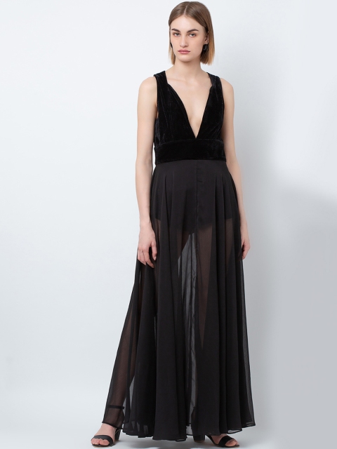 

DODO & MOA Women Black Solid Sheer Maxi Dress