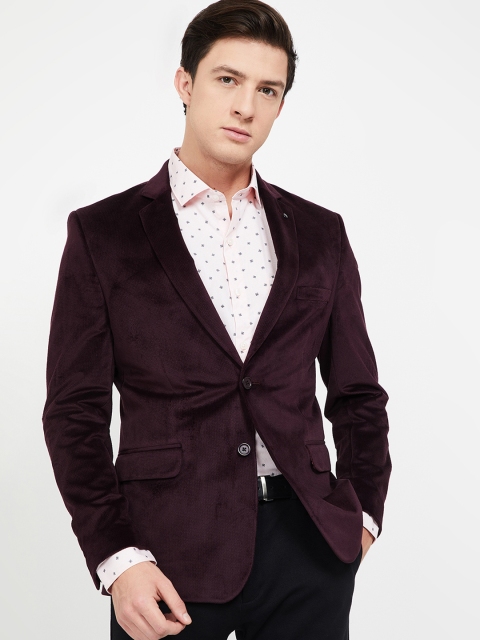 CODE by Lifestyle Men Burgundy Solid Slim-Fit Single-Breasted Formal Blazer
