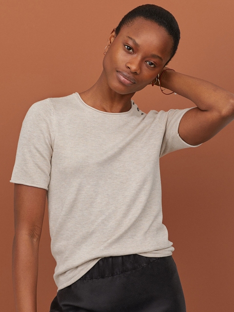 H&M Women Beige Fine Knit Top