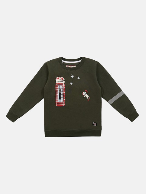 

Lil Tomatoes Boys Olive Green Printed Sweatshirt