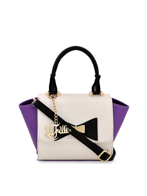 

LaFille Purple & Beige Colourblocked Handheld Bag