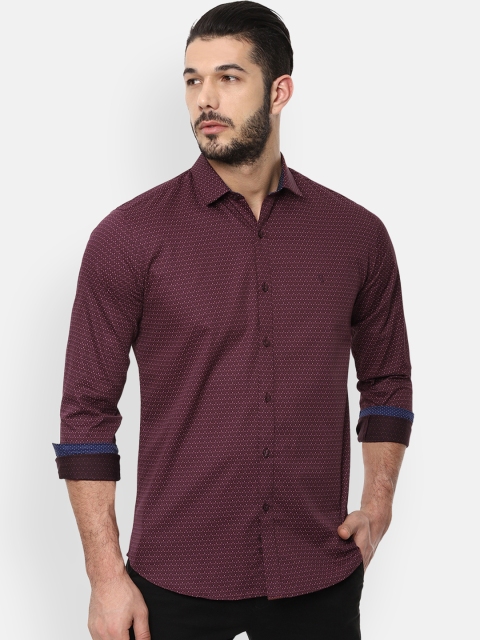 

V Dot Men Maroon Slim Fit Printed Casual Shirt