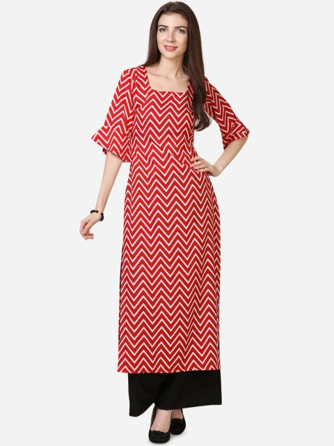 

Florence Women Red & White Striped Straight Kurta
