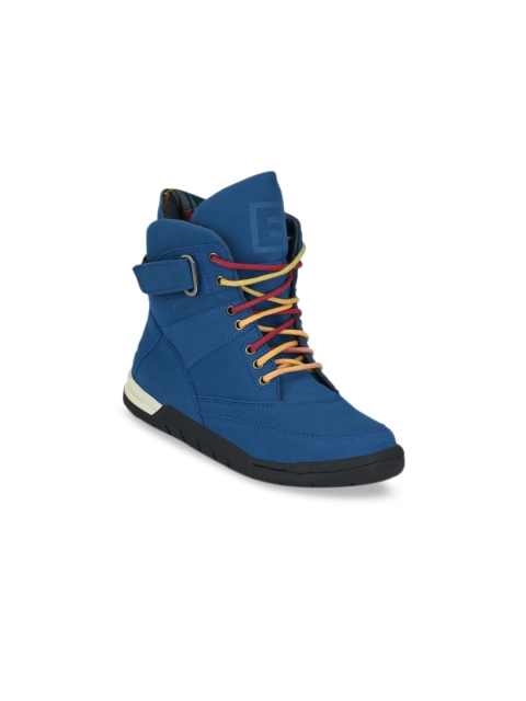 

Eego Italy Men Blue Solid Synthetic Leather High-Top Sneakers