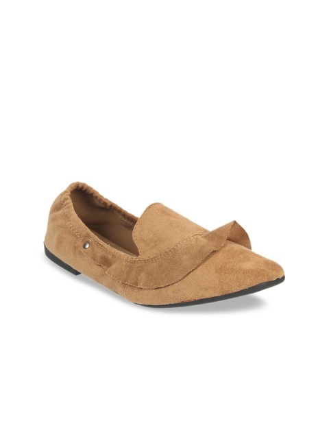 

Flat n Heels Women Beige Solid Suede Ballerinas