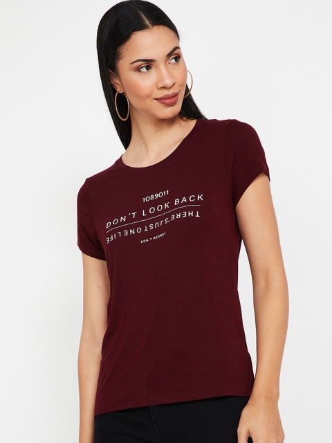 

Fame Forever by Lifestyle Women Burgundy Printed Top
