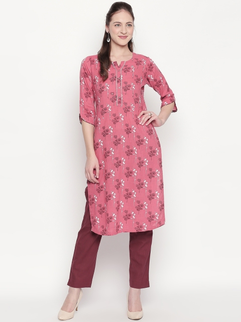 

ZRI Women Pink & White Printed Kurta with Harem Pants