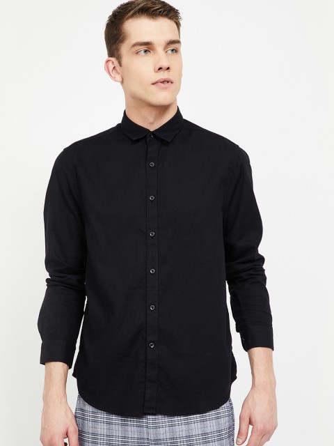 

CODE by Lifestyle Men Black Slim Fit Solid Casual Shirt