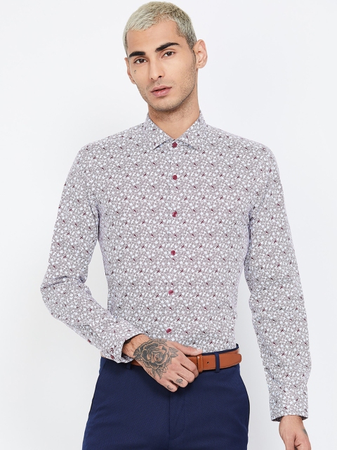 CODE by Lifestyle Men White & Maroon Slim Fit Printed Casual Shirt