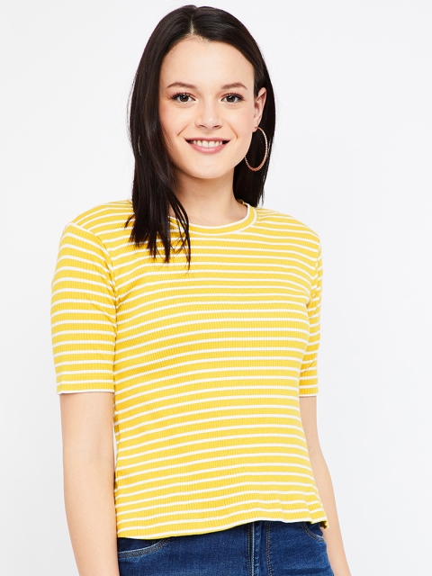 

Bossini Women Mustard Yellow And White Striped Top