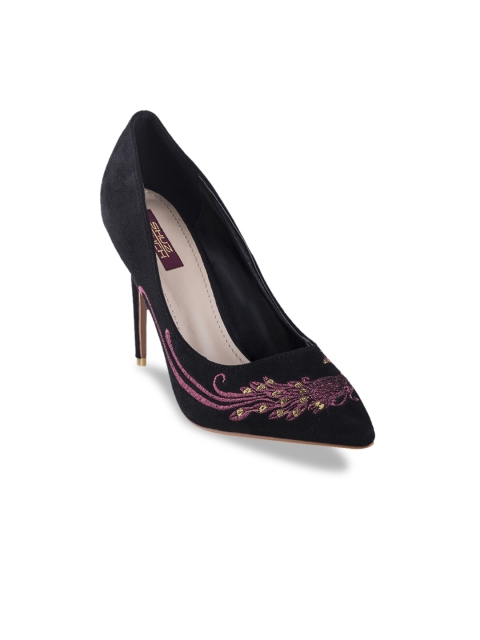 

SHUZ TOUCH Women Black & Pink Woven Design Pumps