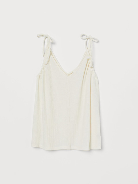 

H&M Women White Rib Knit Top