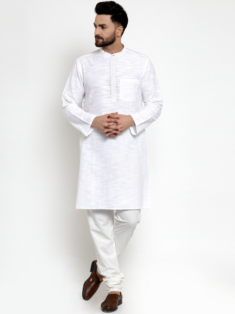 

NEUDIS Men White Woven Design Kurta with Churidar