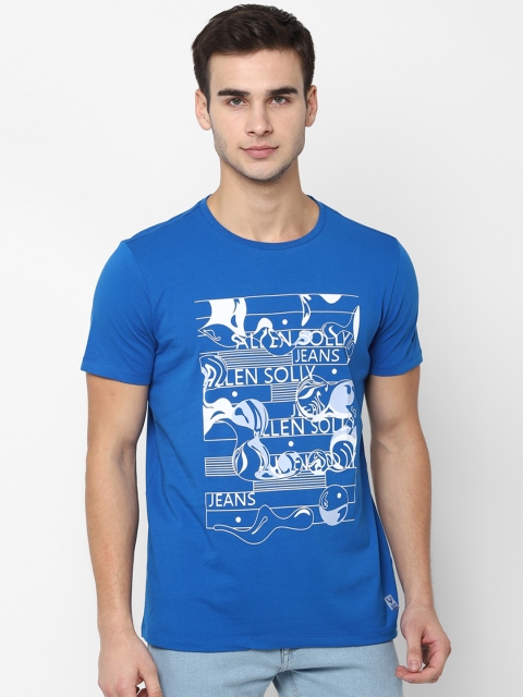 

Solly Jeans Co. Men Blue Printed Round Neck T-shirt