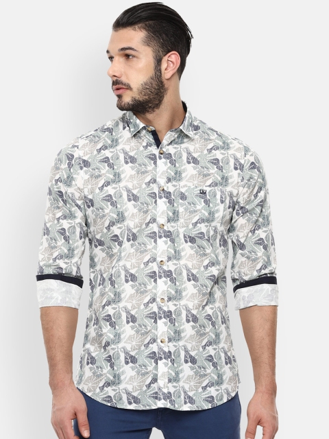 

Van Heusen Sport Men White & Grey Slim Fit Printed Casual Shirt