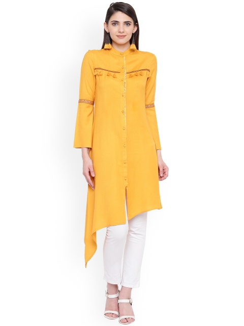 

DODO & MOA Women Mustard Yellow Yellow Solid A-Line Kurta