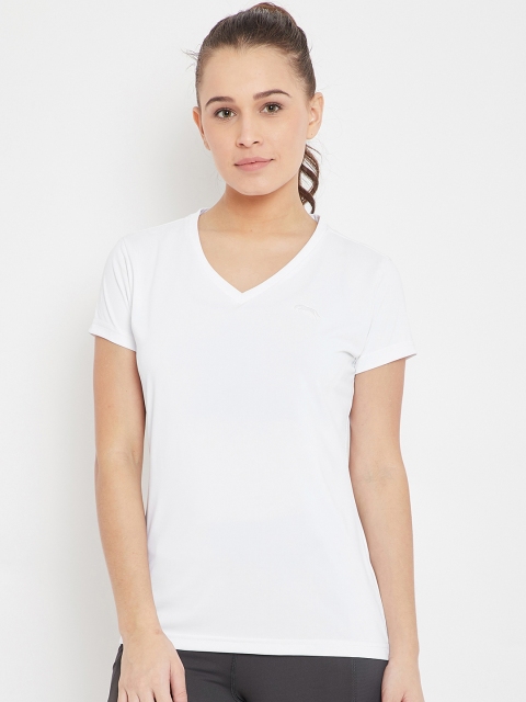 

JUMP USA Women White Solid V-Neck T-shirt