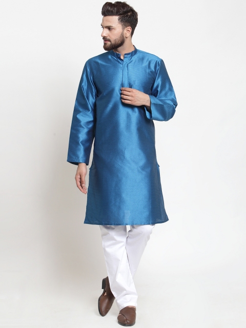 

NEUDIS Men Blue Self Design Kurta with Pyjamas