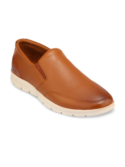 

Red Chief Men Tan Brown Leather Slip-On Sneakers