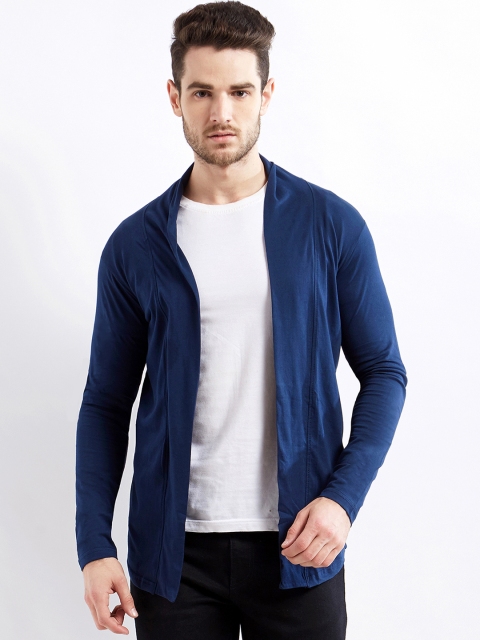 

Maniac Men Navy Blue Solid Open Front Shrug
