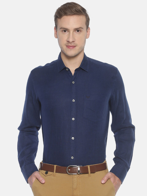 

Linen Club Men Navy Blue Regular Fit Solid Formal Shirt