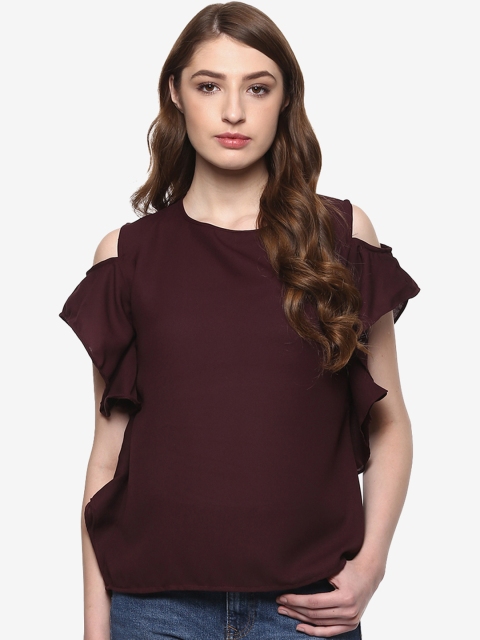 

Indietoga Women Maroon Solid A-Line Top
