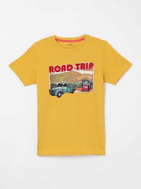

Fame Forever by Lifestyle Boys Yellow Printed Round Neck T-shirt