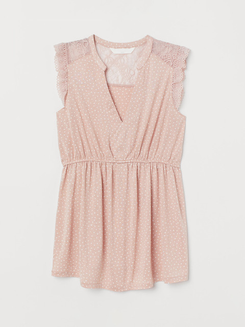 

H&M Women Pink Printed MAMA Blouse With Lace